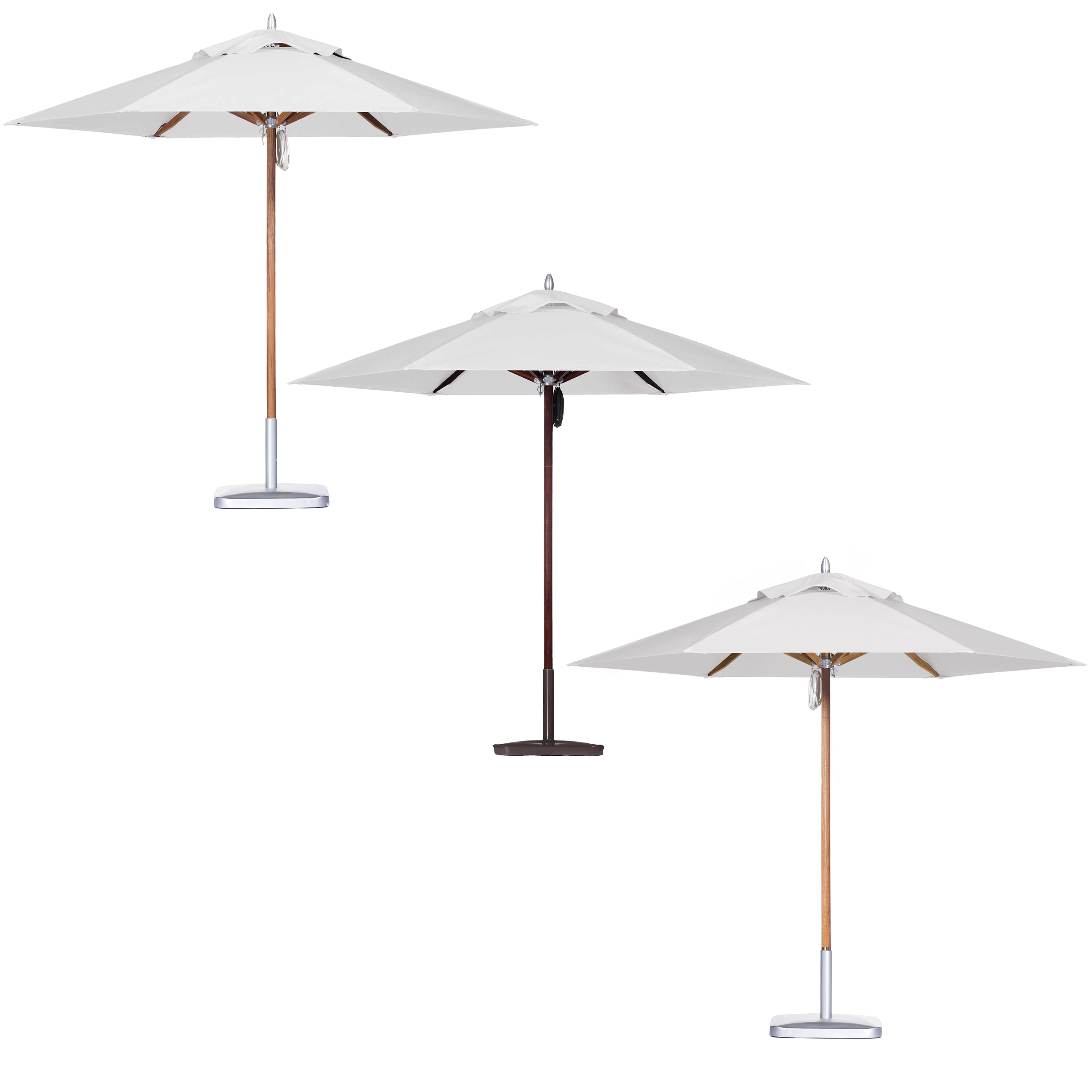 Image of three wood umbrellas