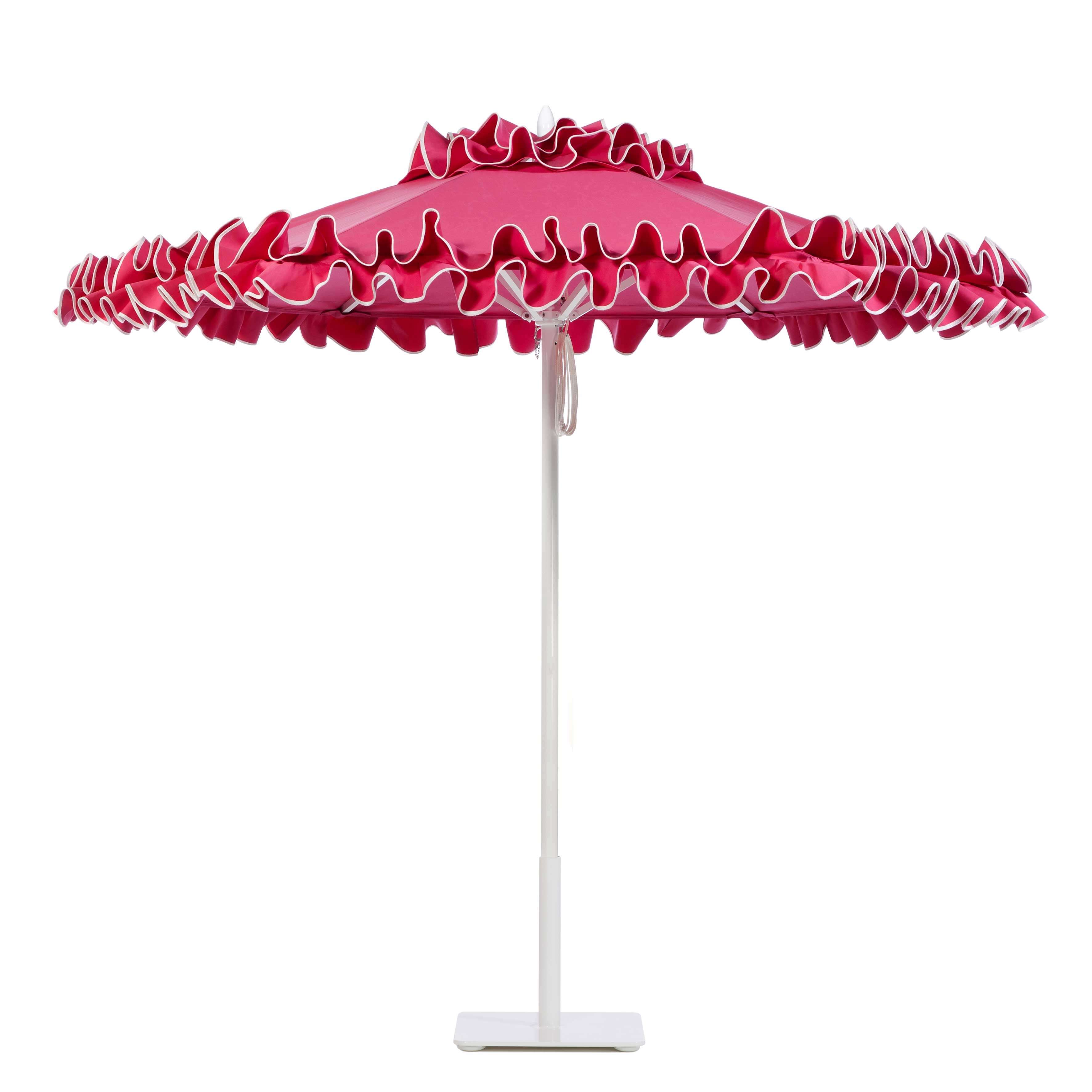 Petite Flamenco in Tropical Pink | Natural braid trim Umbrella Image
