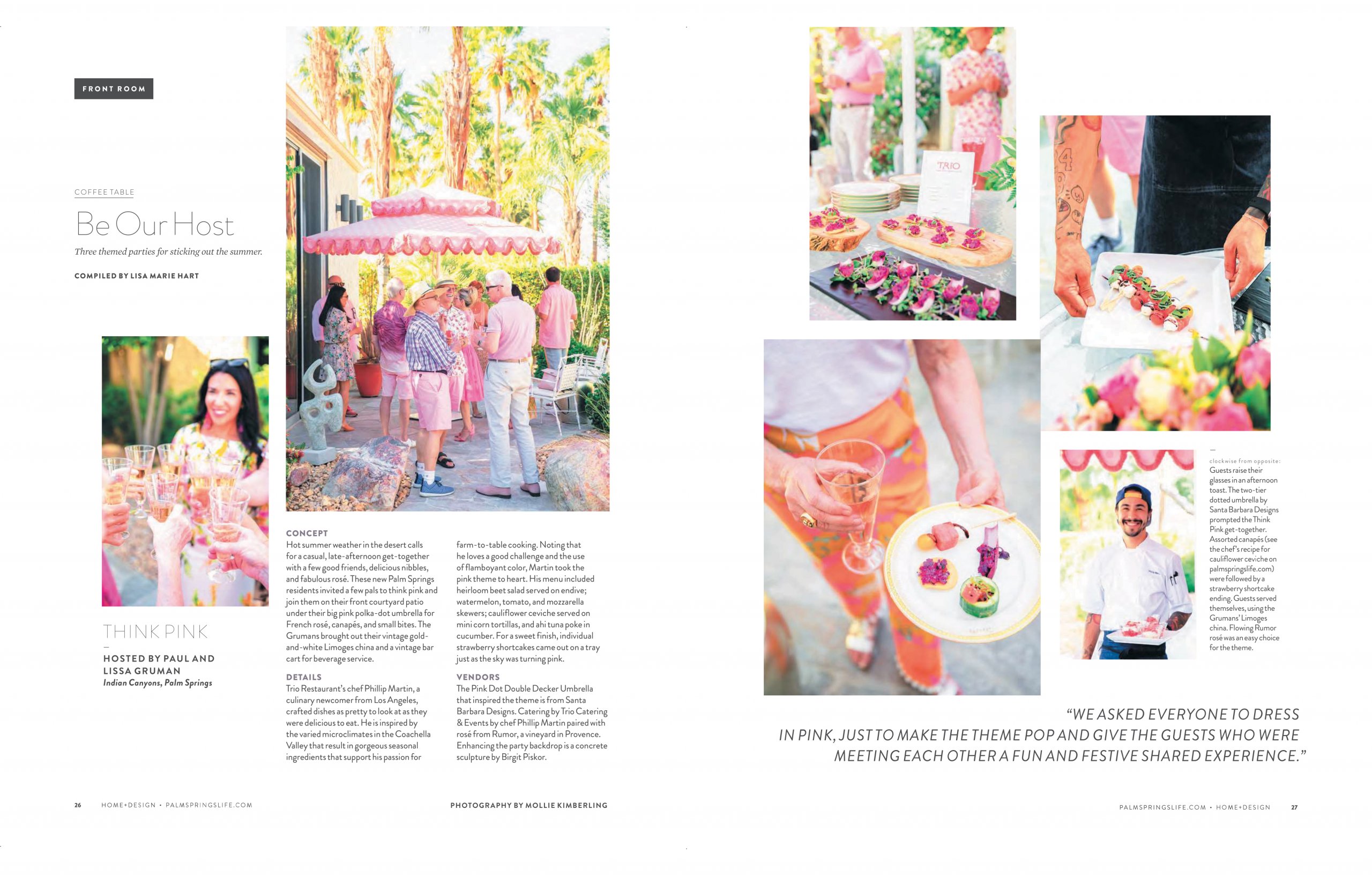 Image of spread in Palm Springs Life magazine