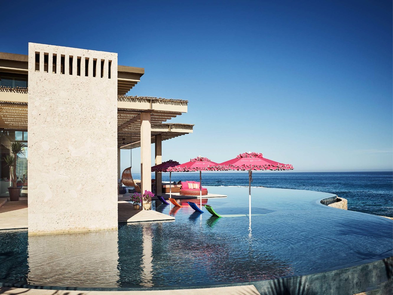 Image of umbrellas poolside